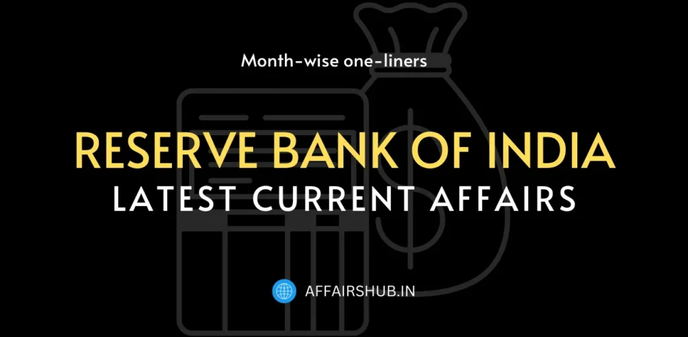 Reserve Bank of India in News, Latest Finance and Banking One-liners